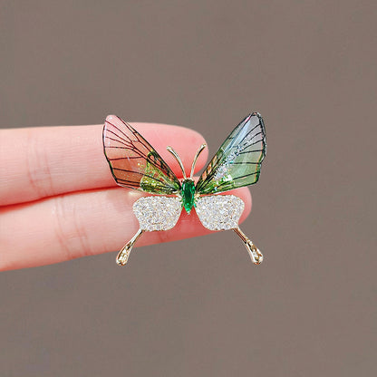 Green Butterfly Tassel Brooch