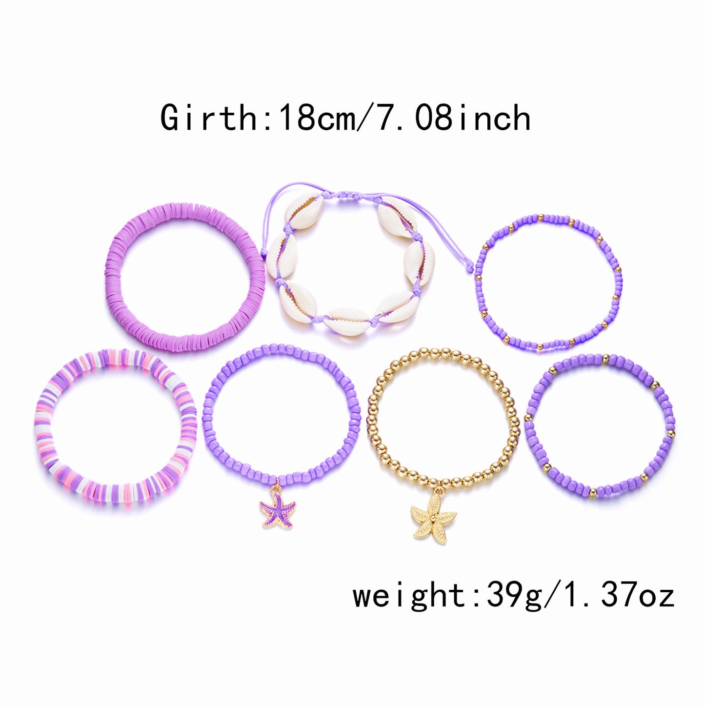 Starfish Shell Bracelet Set