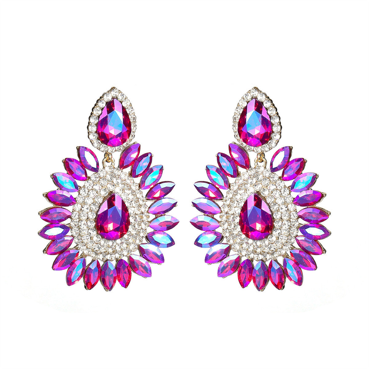 亚马逊货源个性夸张彩色玻璃水钻耳环女 恶魔之眼万圣节耳饰耳环