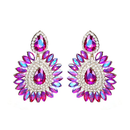 亚马逊货源个性夸张彩色玻璃水钻耳环女 恶魔之眼万圣节耳饰耳环