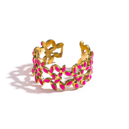 麦芽饰品滴油花瓣叶子戒指开口设计可调节指环食指戒清新甜美手饰