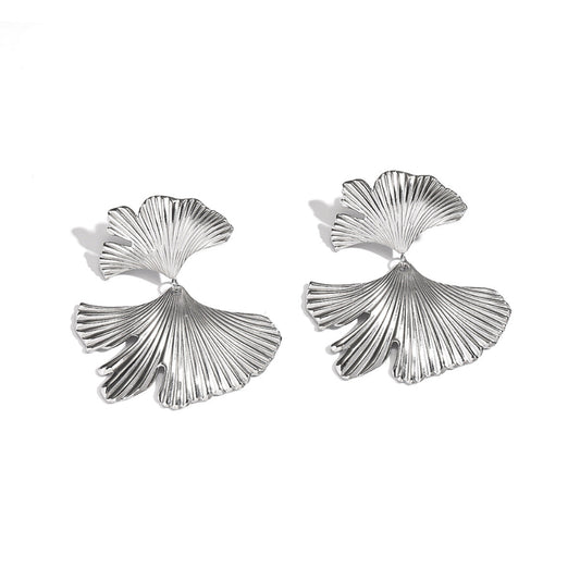 Stainless Steel Leaf Stud Earrings
