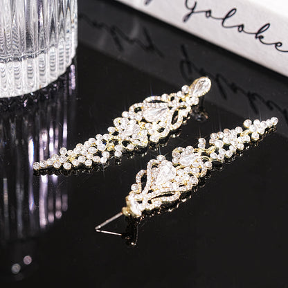 Silver Teardrop Tassel Stud Earrings