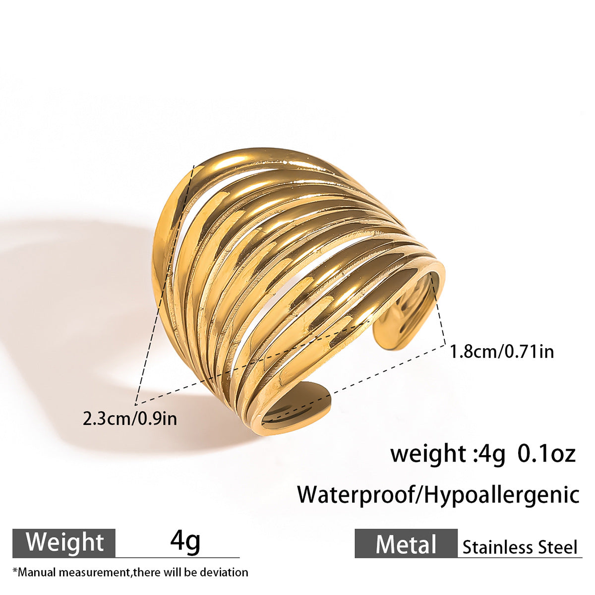 麦芽不锈钢钛钢不掉色戒指ins可调节开口设计指环 欧美手饰品套装