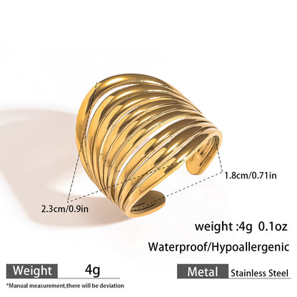 麦芽不锈钢钛钢不掉色戒指ins可调节开口设计指环 欧美手饰品套装