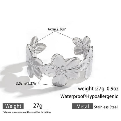 麦芽欧美不锈钢海洋风手镯海星海螺珊瑚花朵手环天然石镯子手饰品