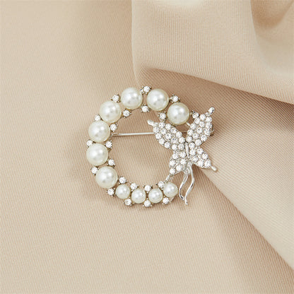 Hand-painted Enamel Sparkling Zircon Vintage Animal Brooch, Pink Flower, Creative & Fashionable Brooch