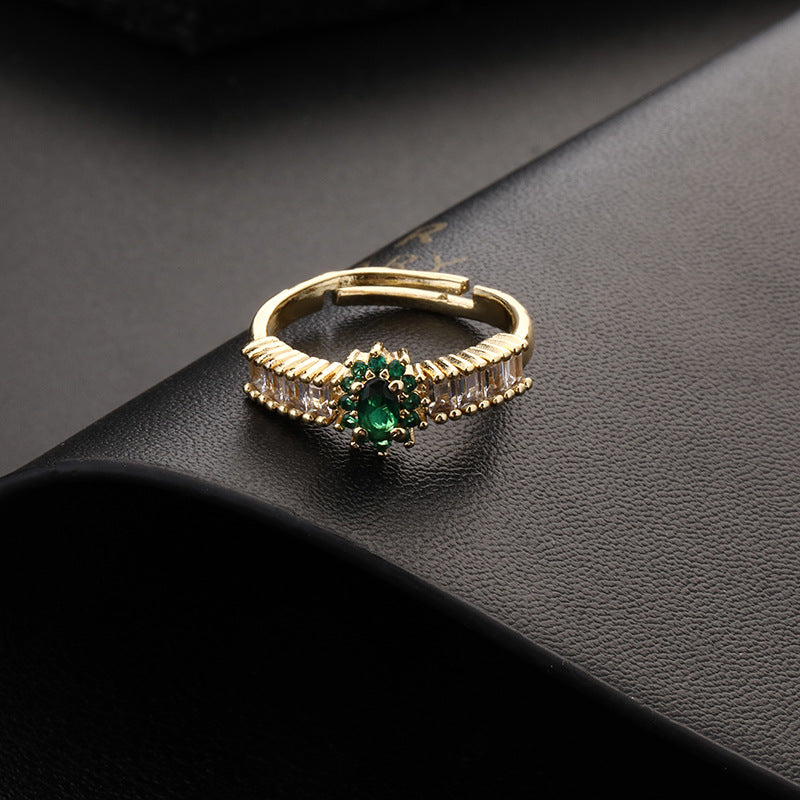 Green CZ Vintage Ring