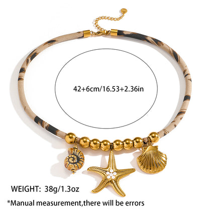 麦芽欧美钛钢贝壳海螺海星项链轻奢高级感沙滩度假风锁骨链不锈钢