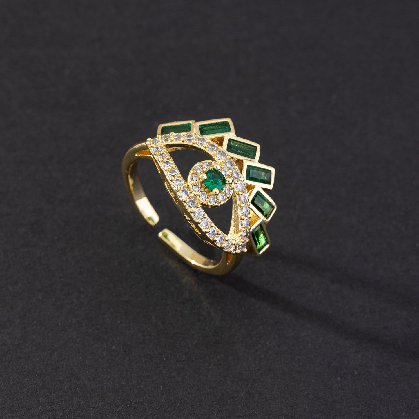 Green CZ Vintage Ring