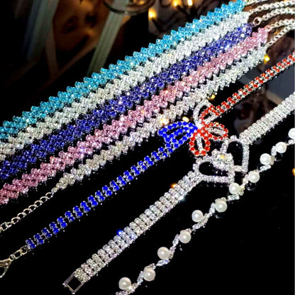 欧美跨境爆品 高级感超闪满钻手链女 小众设计气质锆石手饰品批发