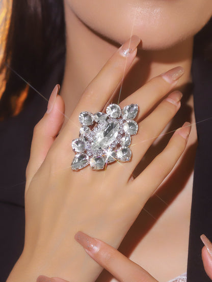 町卡高端华丽闪亮水晶蝴蝶形戒指女 小众设计水钻戒指指环