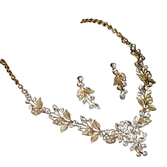 2-Piece Rhinestone Flower Jewelry Set