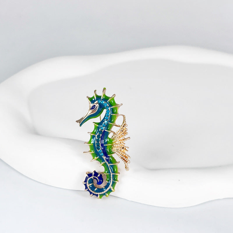 Enamel Seahorse Brooch