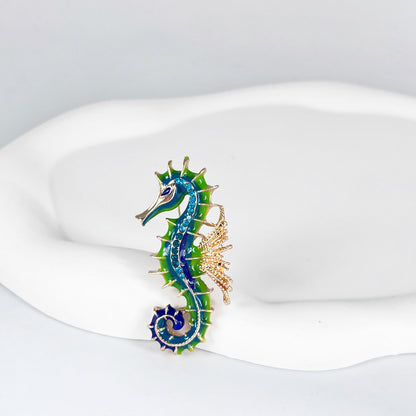 Enamel Seahorse Brooch