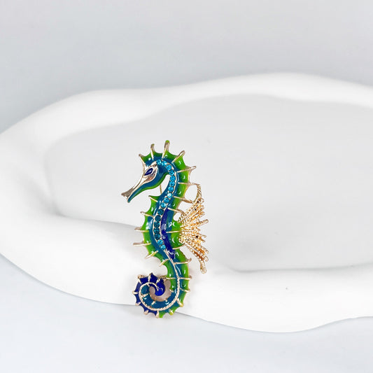 Enamel Seahorse Brooch
