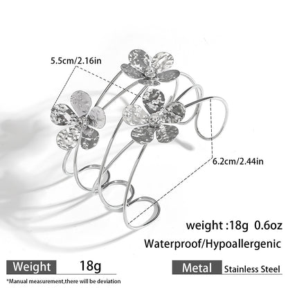 麦芽欧美不锈钢海洋风手镯海星海螺珊瑚花朵手环天然石镯子手饰品