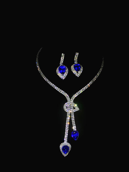 欧美热销新娘圆圈水钻套链婚纱配饰时尚水滴耳环项链套装水晶