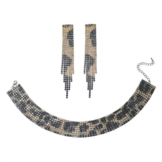 2-Piece Rhinestone Leopard Jewelry Set