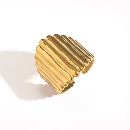 麦芽不锈钢钛钢不掉色戒指ins可调节开口设计指环 欧美手饰品套装