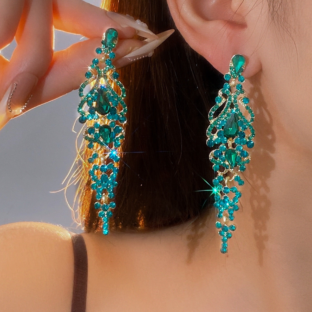 Silver Teardrop Tassel Stud Earrings