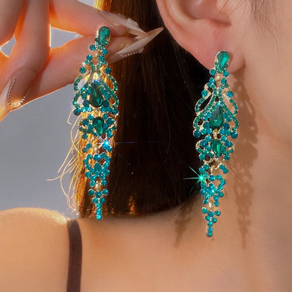Silver Teardrop Tassel Stud Earrings