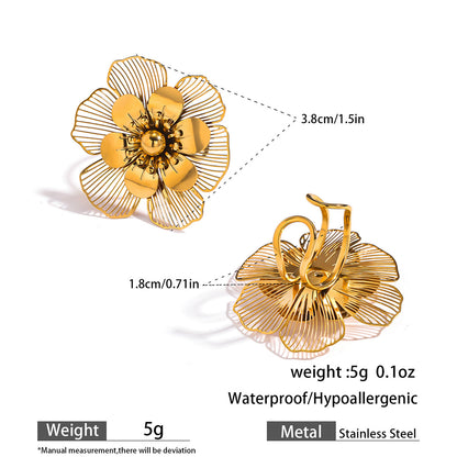 麦芽不锈钢不掉色花朵戒指女立体感开口设计指环夸张欧美跨境手饰