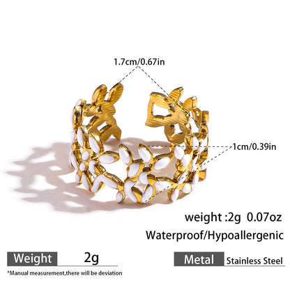 麦芽饰品滴油花瓣叶子戒指开口设计可调节指环食指戒清新甜美手饰