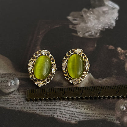 Green CZ Vintage Stud Earrings