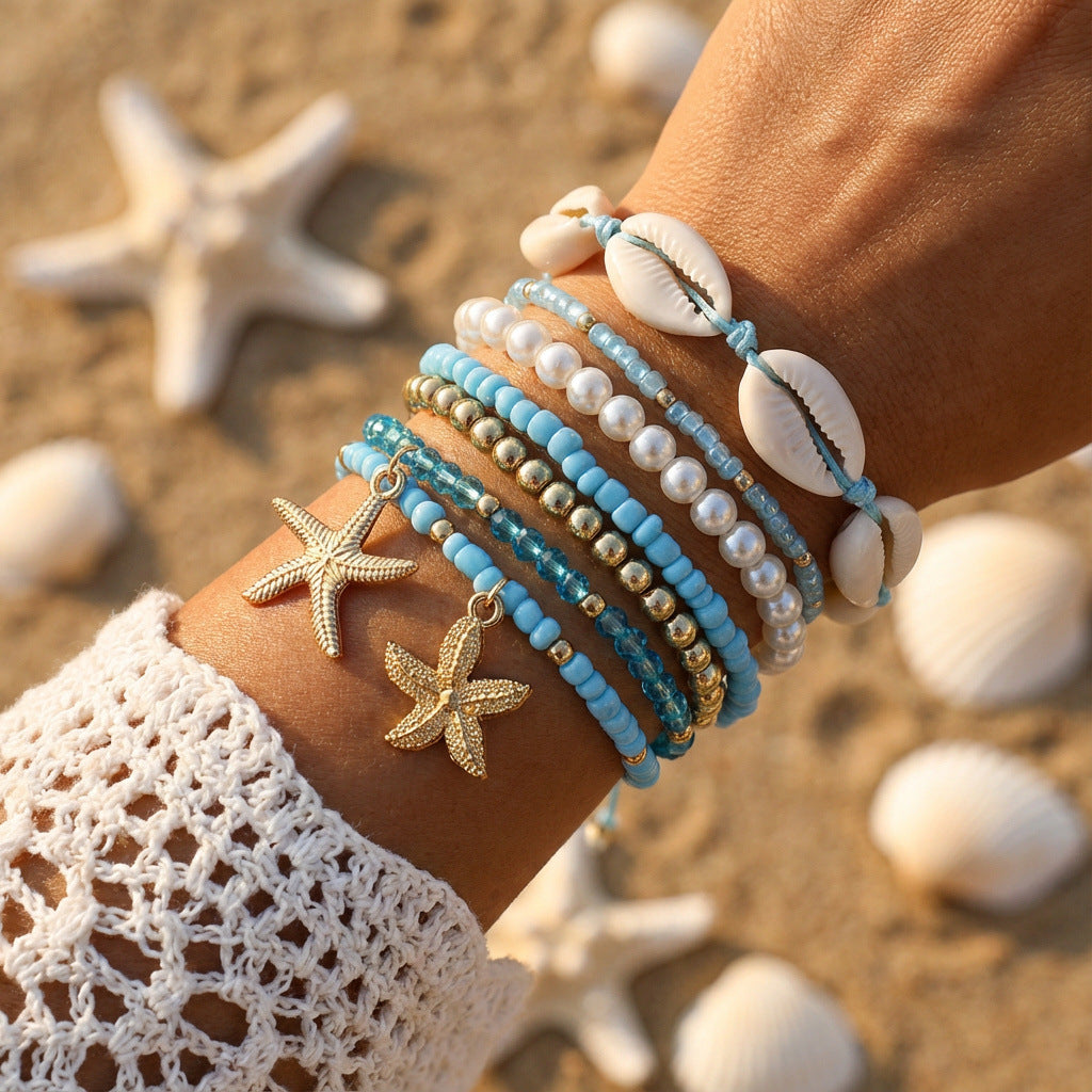 Starfish Shell Bracelet Set