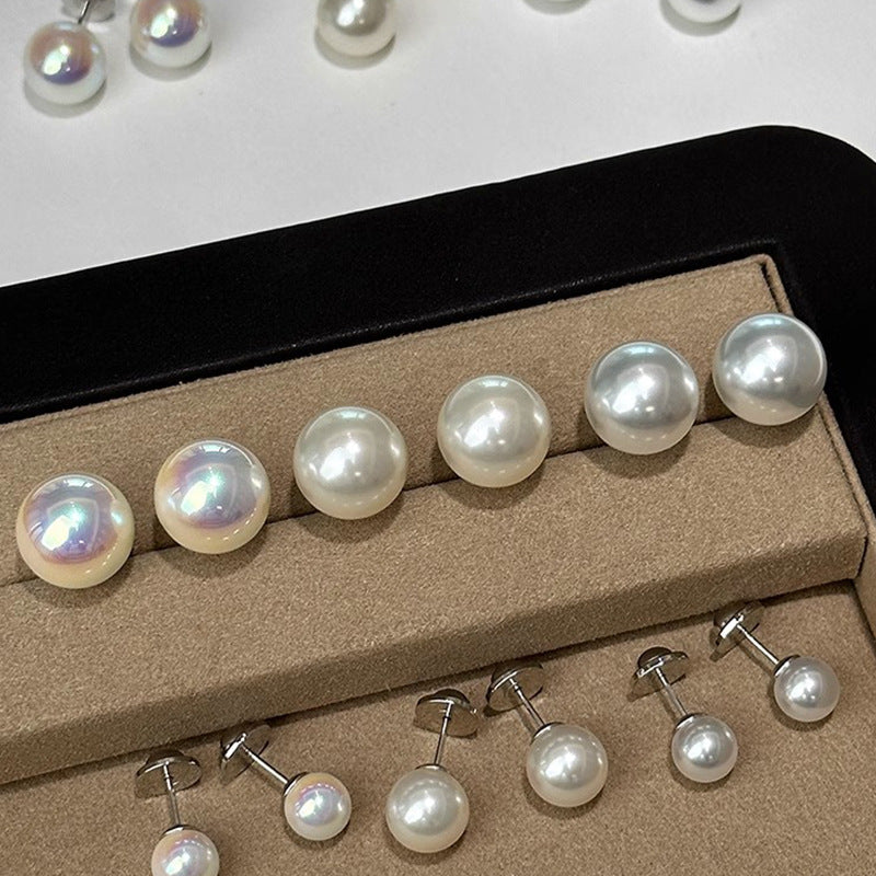 White Pearl Stud Earrings