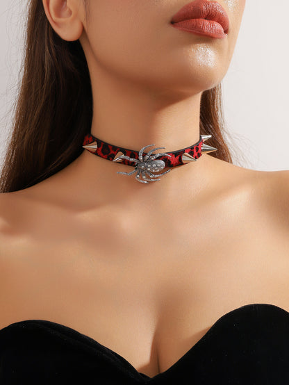 欧美跨境 复古黑色蕾丝玫瑰花项链手链戒指套装女 暗黑风颈链手饰