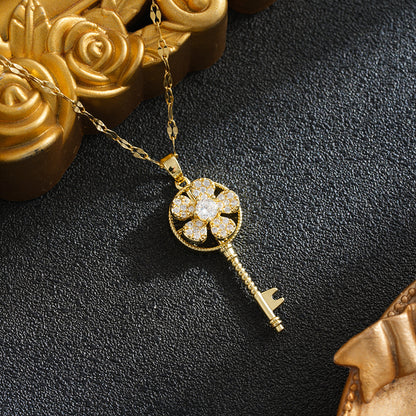 Titanium Steel Flower Pendant Necklace