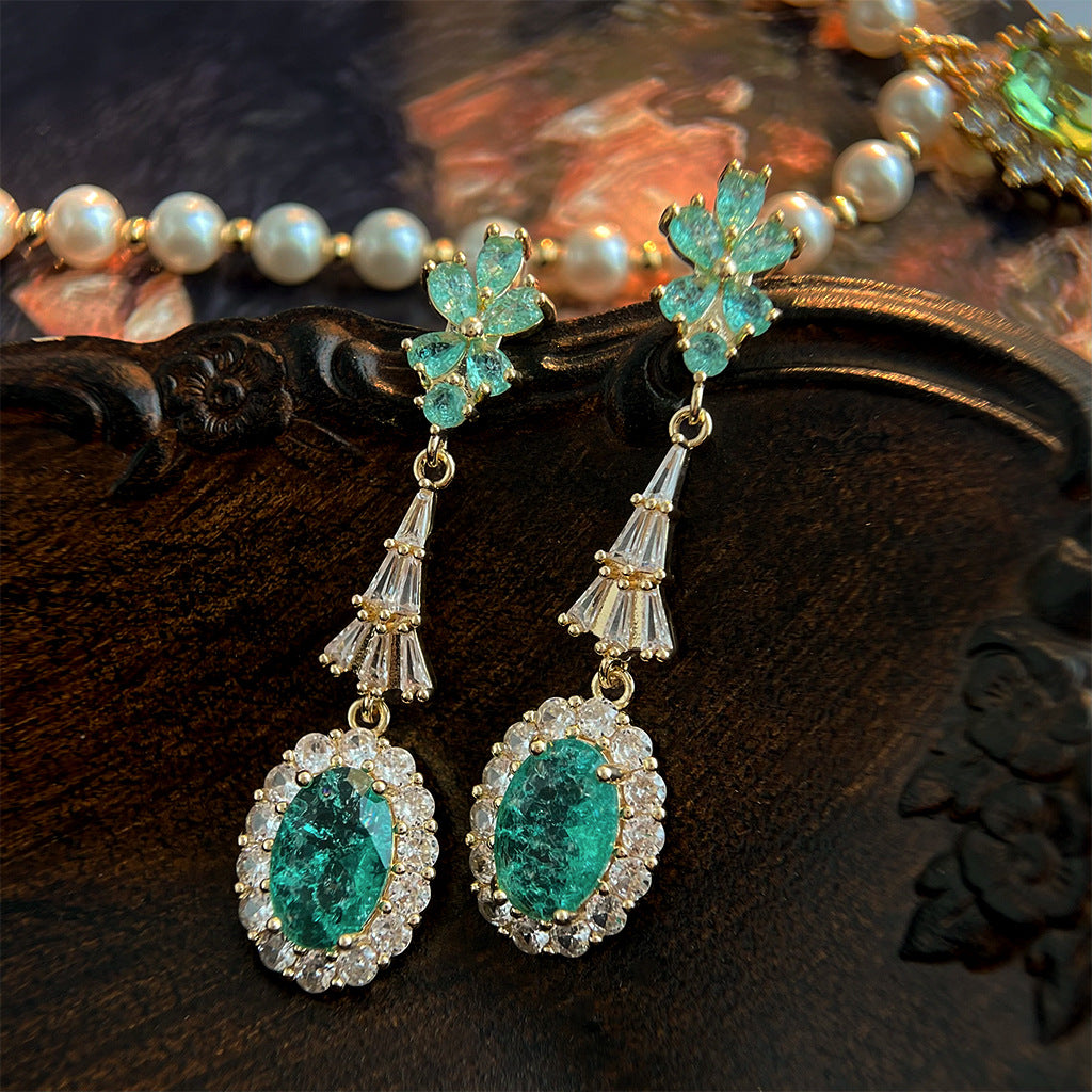 Green CZ Vintage Stud Earrings