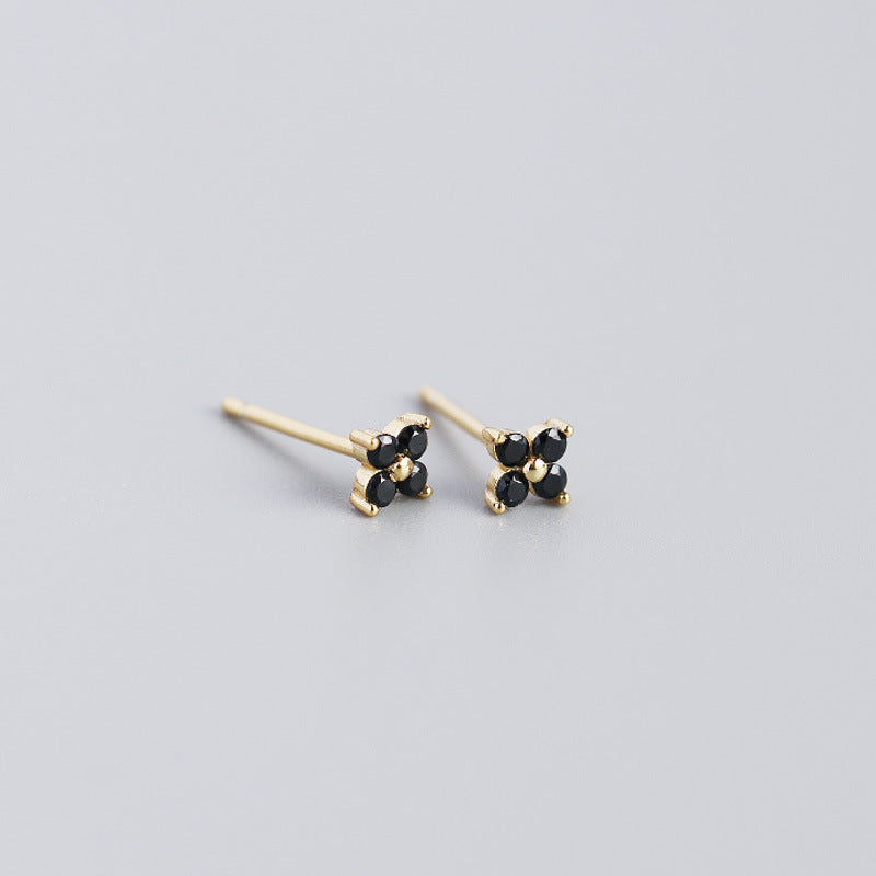 S925 Four-Leaf Flower Stud Earrings