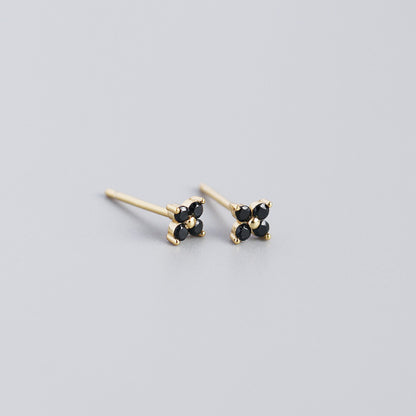 S925 Four-Leaf Flower Stud Earrings
