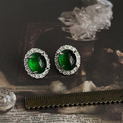 Green CZ Vintage Stud Earrings
