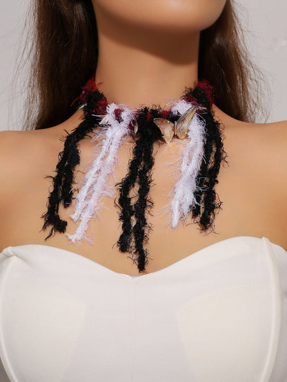 欧美跨境 复古黑色蕾丝玫瑰花项链手链戒指套装女 暗黑风颈链手饰