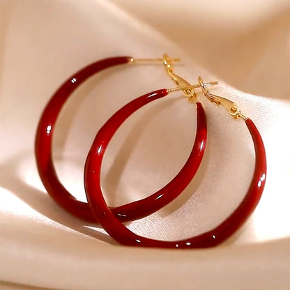 Burgundy Hoop Earrings
