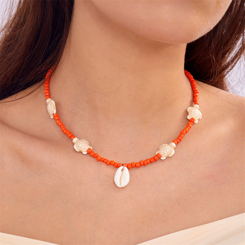 欧美夏季海洋度假海星贝壳海螺珍珠多层项链时尚夸张多层叠戴项链