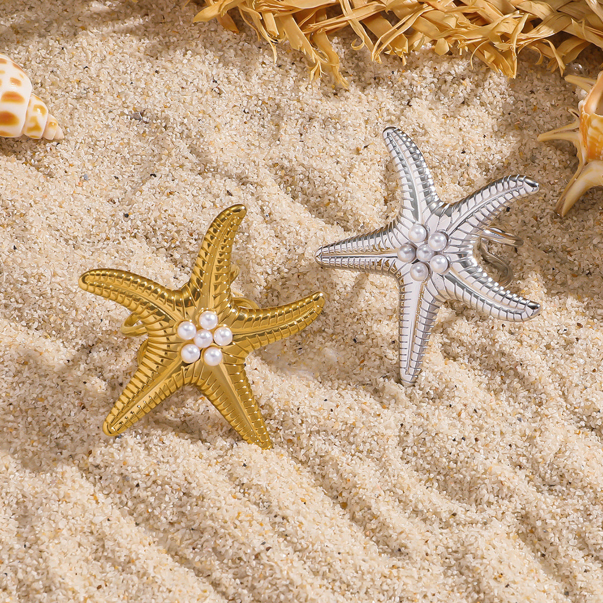 麦芽饰品跨境热销欧美海星戒指ins度假风开口食指戒指环时尚手饰