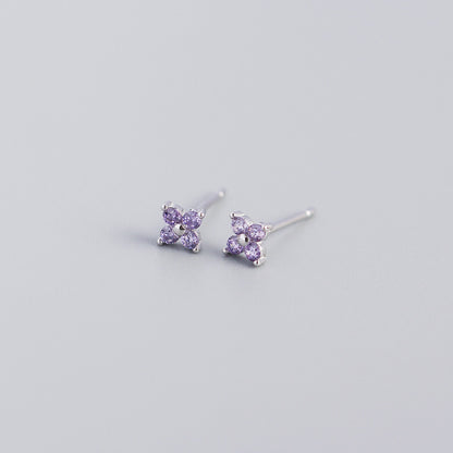 S925 Four-Leaf Flower Stud Earrings