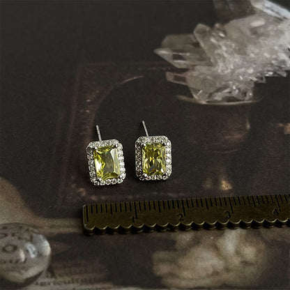 Green CZ Vintage Stud Earrings
