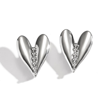 麦芽欧美跨境不锈钢钛钢爱心耳环耳钉女士设计感18k金耳饰earings