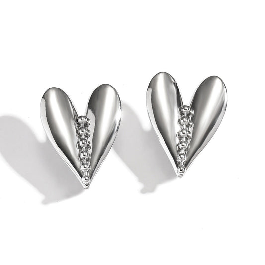 Gold Heart Stud Earrings