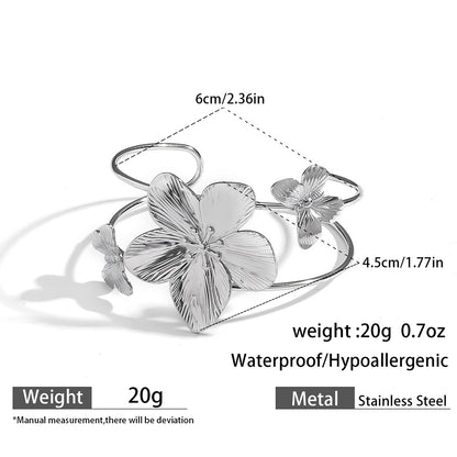 麦芽欧美不锈钢海洋风手镯海星海螺珊瑚花朵手环天然石镯子手饰品