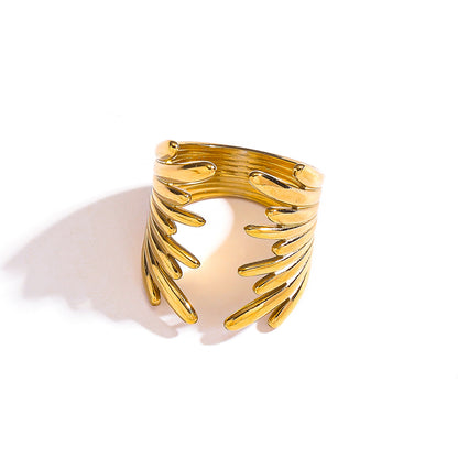 麦芽不锈钢钛钢不掉色戒指ins可调节开口设计指环 欧美手饰品套装