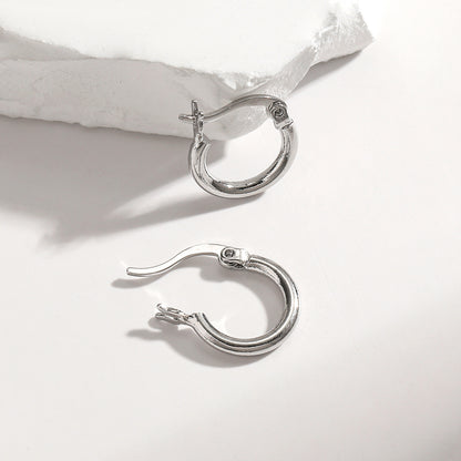 S925纯银耳扣 ins风简约时尚圆圈耳环耳圈 个性潮流圆环耳坠饰品