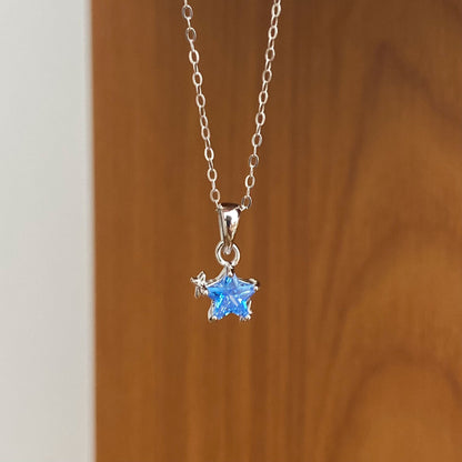 S925 Silver Blue CZ Star Necklace