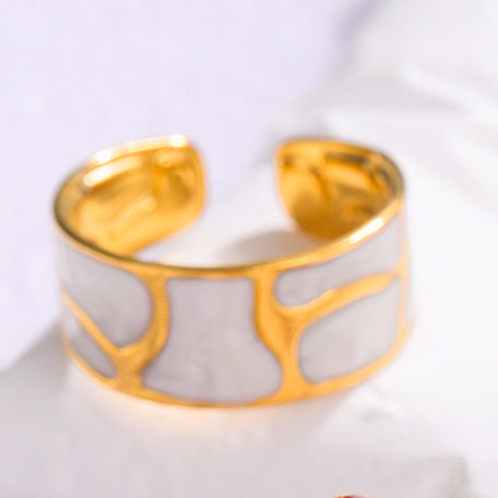 Gold-Plated Titanium Steel Teardrop Open Ring